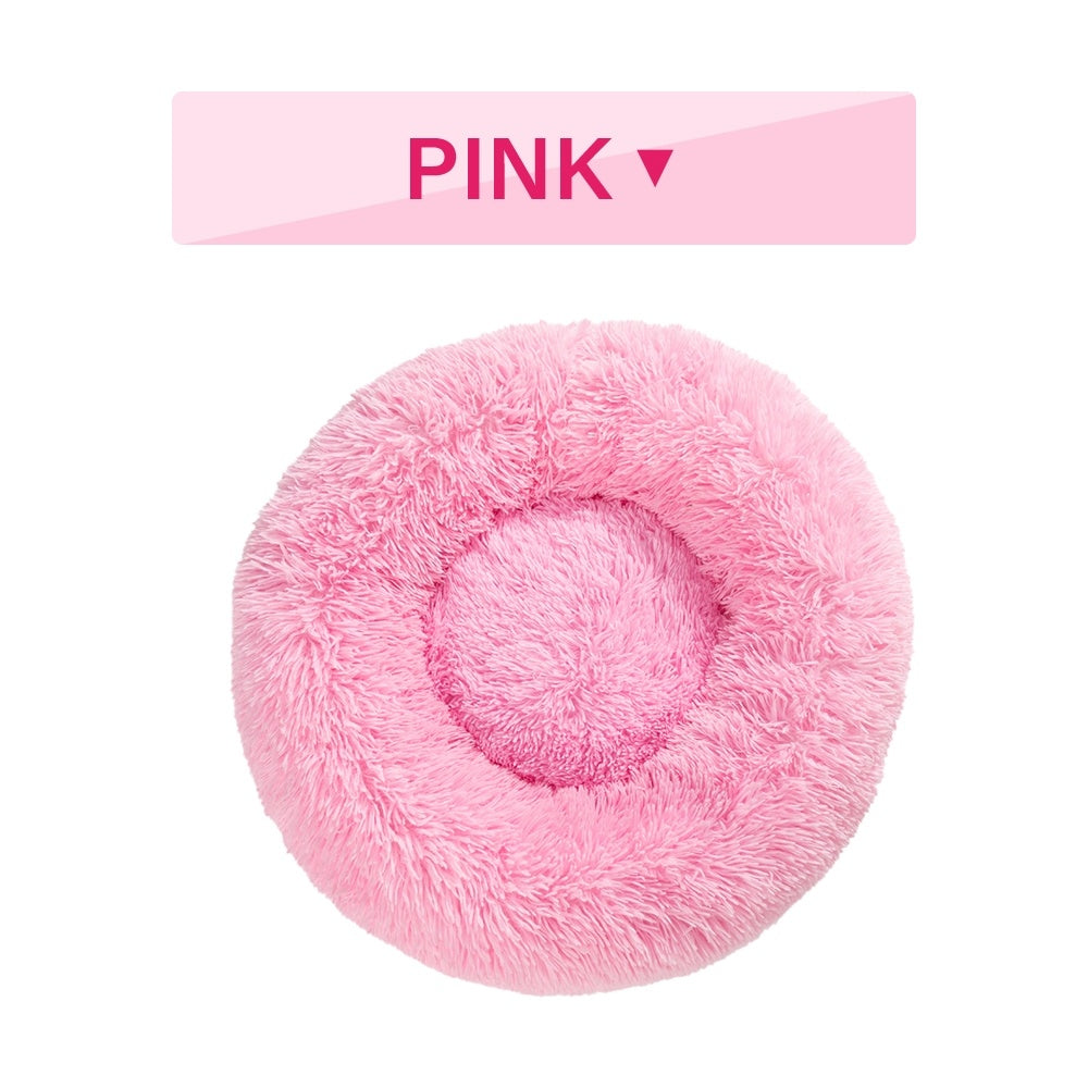 Fluffy Donut Pet Bed Warm Soft Plush Calming Sofa Mat