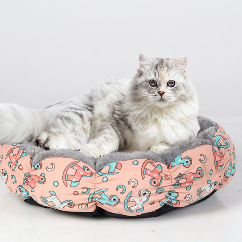 Calming Donut Pet Bed Round Fluffy Soft Comfortable Nest