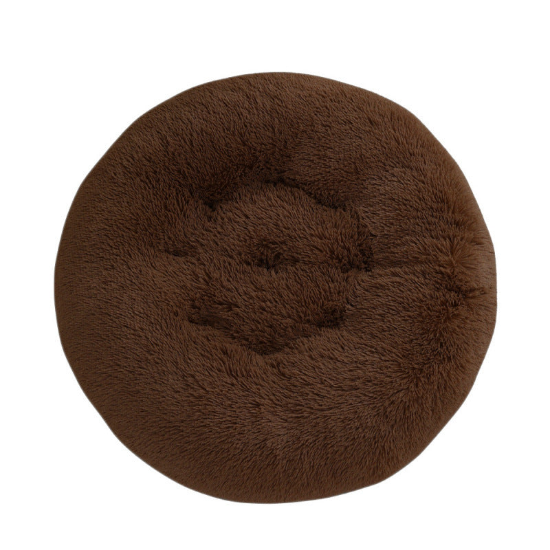 Round Plush Pet Bed Warm Soft Comfortable Sleeping Mat