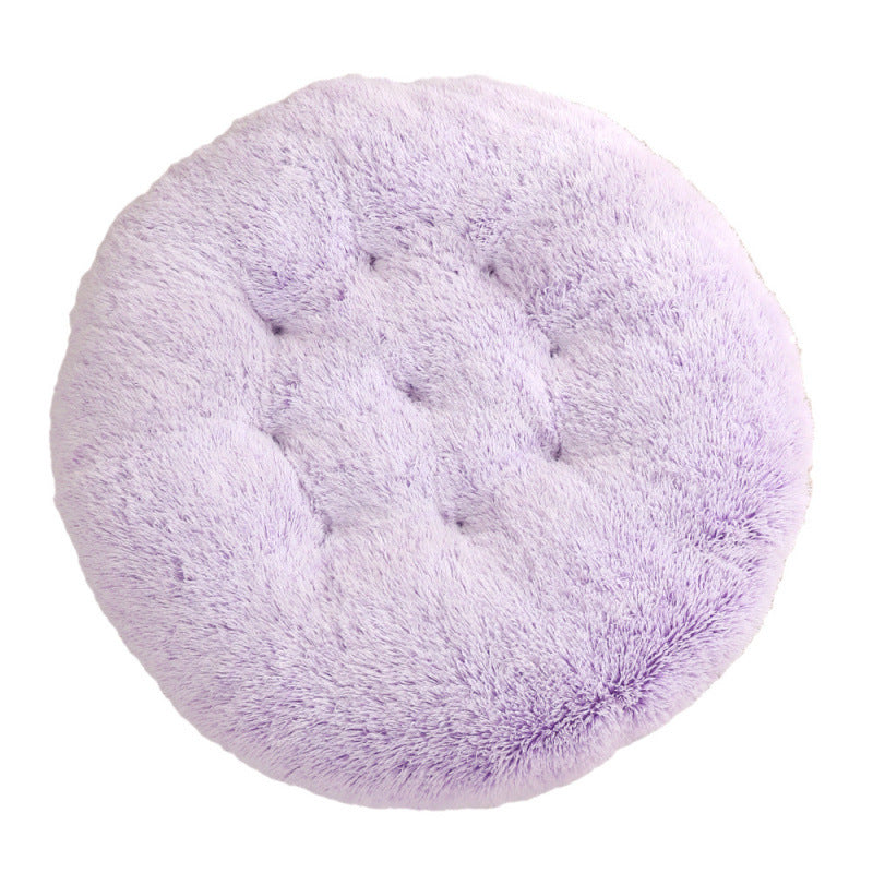 Round Plush Pet Bed Warm Soft Comfortable Sleeping Mat