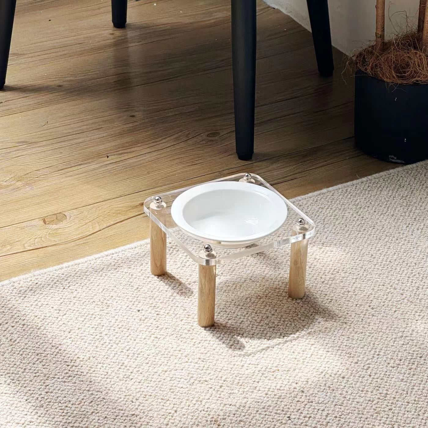 Anti Tumble Pet Ceramic Double Bowl Elevated Food Water Feeder Stand