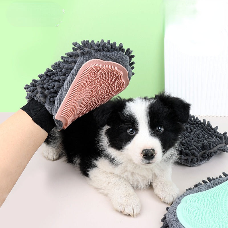 2 In 1 Pet Bathing Grooming Glove Massage Brush Tool