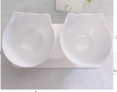 Non Slip Double Pet Bowl Raised Stand Transparent Feeder Ergonomic Design