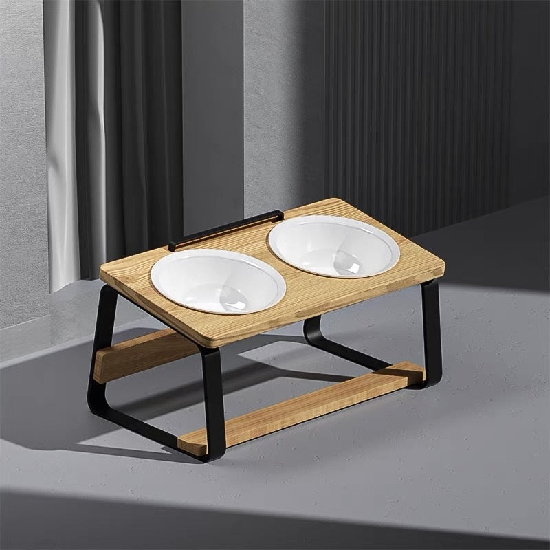 Ceramic Double Pet Bowl Cervical Spine Protection Food Water Feeder