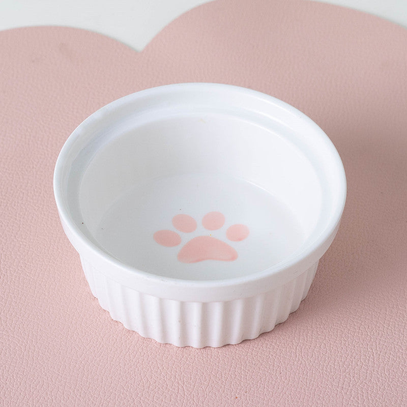 Pet Ceramic Double Bowl Water Feeder Diagonal Design Set