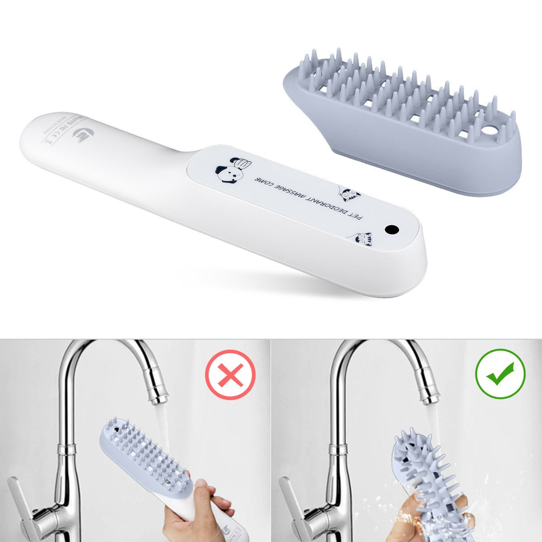 Silicone Pet Massage Grooming Brush Deodorizing Cleaning Comb