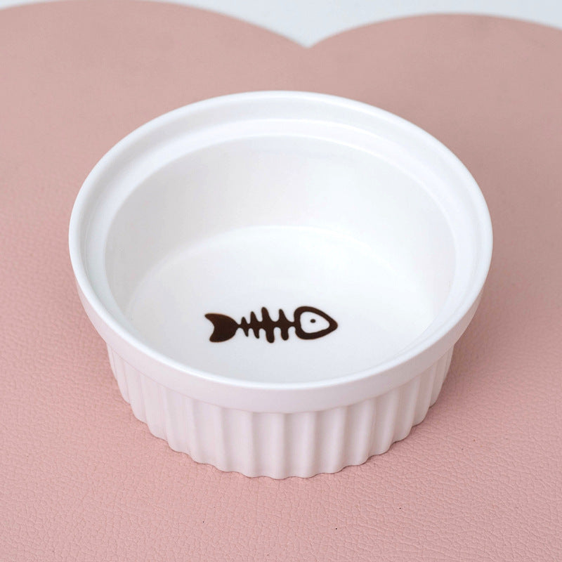Pet Ceramic Double Bowl Water Feeder Diagonal Design Set