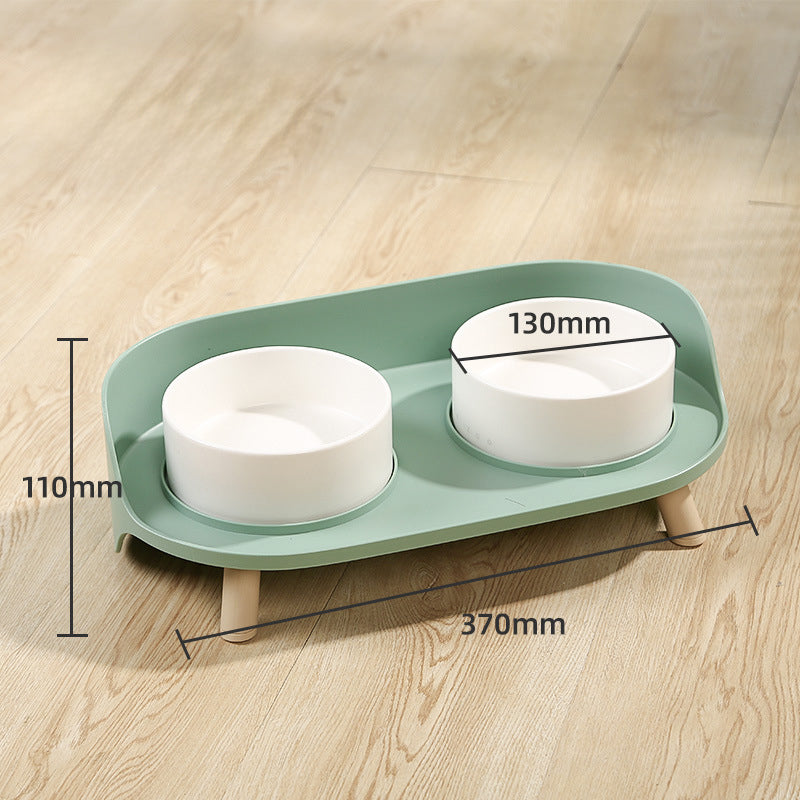 Tilted Double Pet Bowl Adjustable Spill Proof Feeder Stand