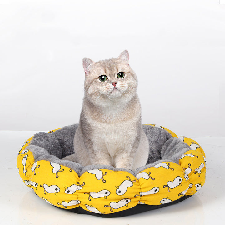 Calming Donut Pet Bed Round Fluffy Soft Comfortable Nest