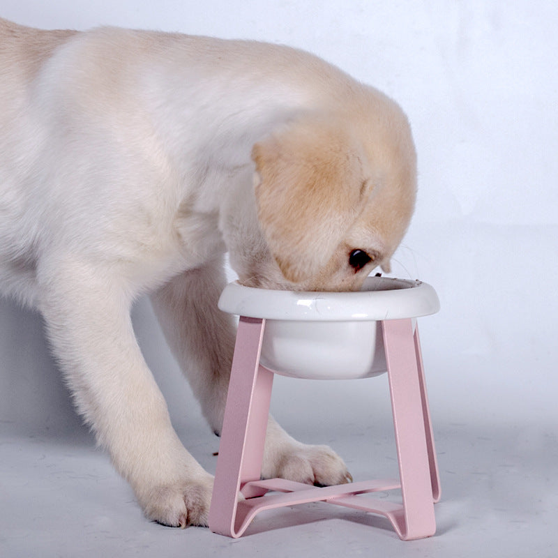 Creative Antislip Pet Double Bowl Iron Stand Food Water Feeder