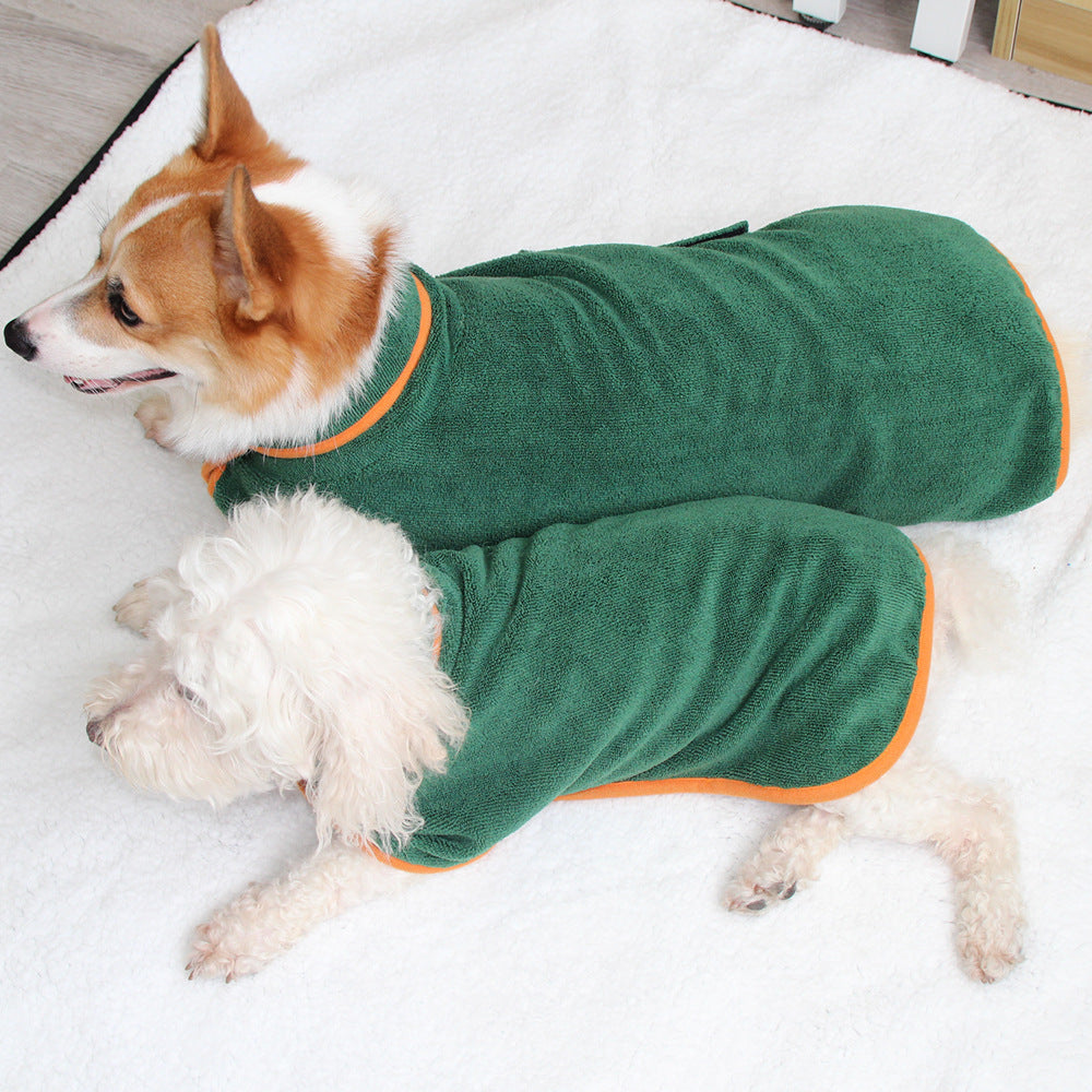 Pet Bath Robe Absorbent Tucked Waist Grooming Shirt