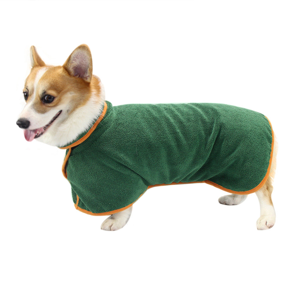 Pet Bath Robe Absorbent Tucked Waist Grooming Shirt