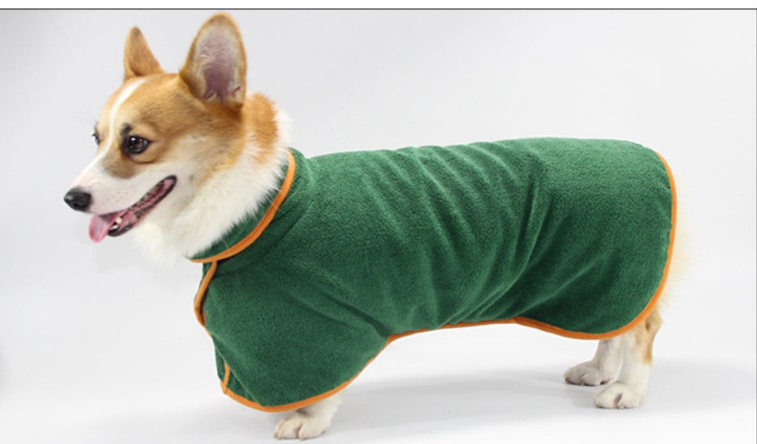 Pet Bath Robe Absorbent Tucked Waist Grooming Shirt