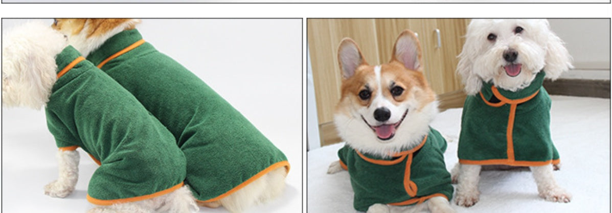 Pet Bath Robe Absorbent Tucked Waist Grooming Shirt
