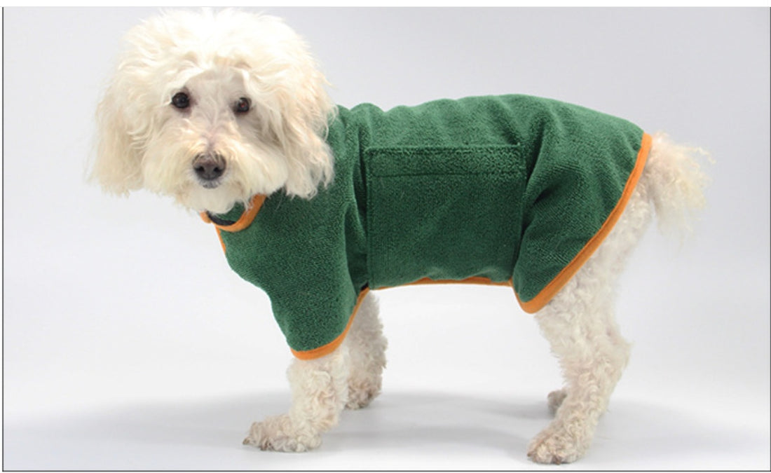 Pet Bath Robe Absorbent Tucked Waist Grooming Shirt