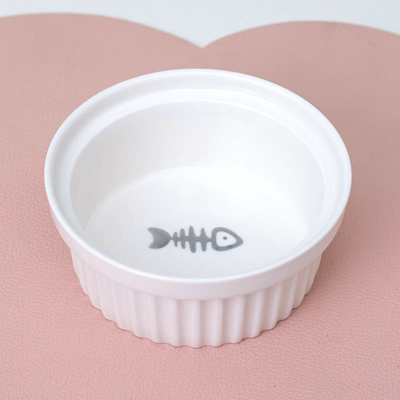 Pet Ceramic Double Bowl Water Feeder Diagonal Design Set