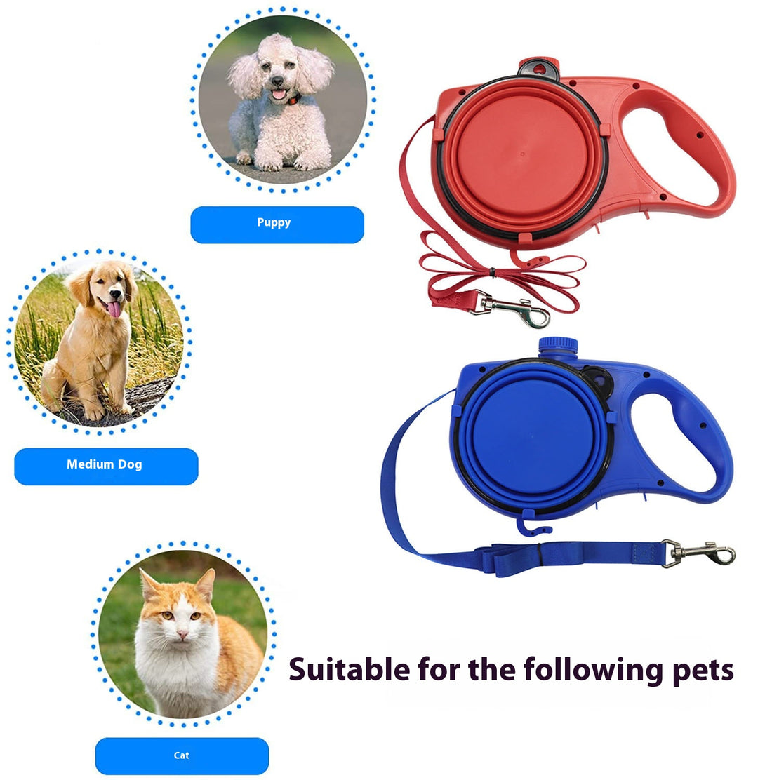 Outdoor Pet Walking Portable Three-In-One Water Bottle Leash