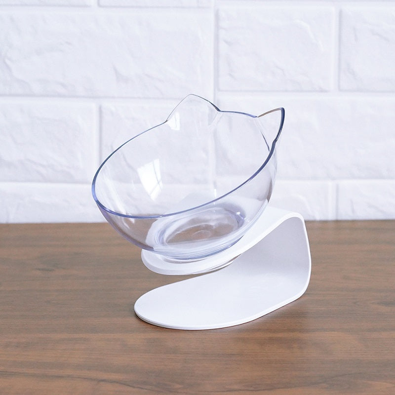 Non Slip Double Pet Bowl Raised Stand Transparent Feeder Ergonomic Design