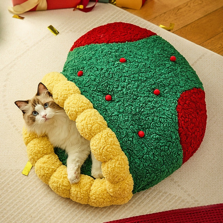 Winter Warm Semi Closed Pet Bed Cozy Deep Sleep Tunnel Nest