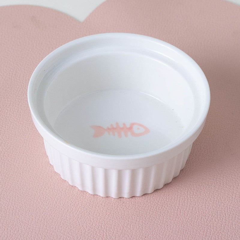 Pet Ceramic Double Bowl Water Feeder Diagonal Design Set