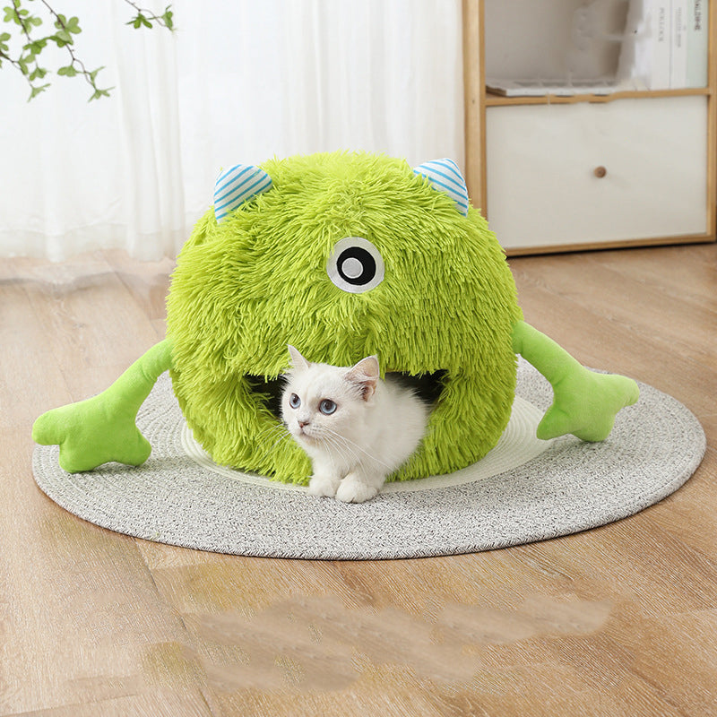 Machine Washable Calming Fluffy Round Pet Bed Soft Non Slip Cuddler Cushion
