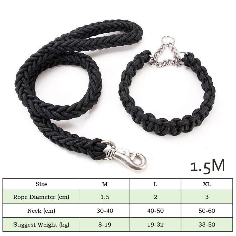 Heavy Duty Nylon Braided Pet Training Walking Leash Set