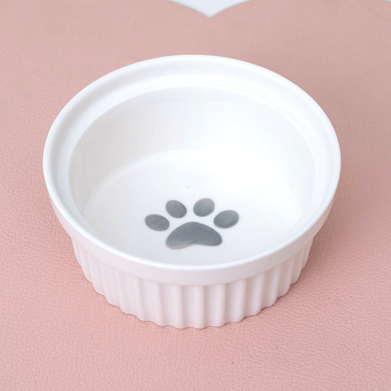 Pet Ceramic Double Bowl Water Feeder Diagonal Design Set