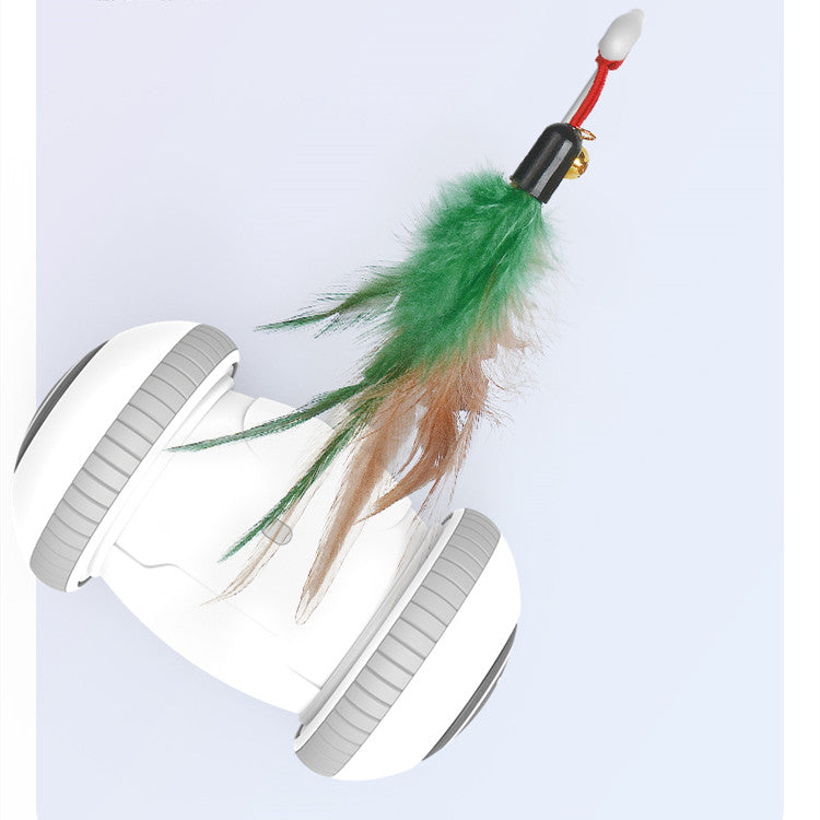 Interactive Pet Toy With Interchangeable Heads Feather Teaser Toy
