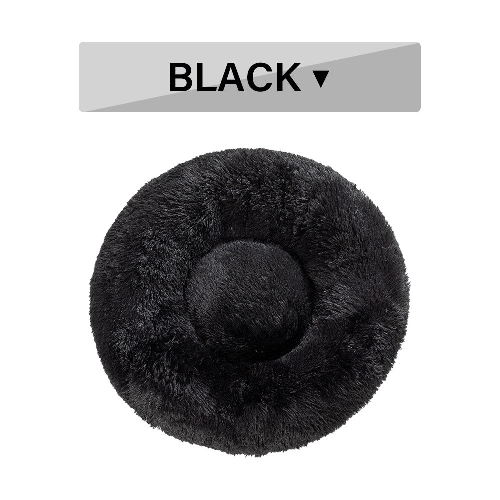 Fluffy Donut Pet Bed Warm Soft Plush Calming Sofa Mat