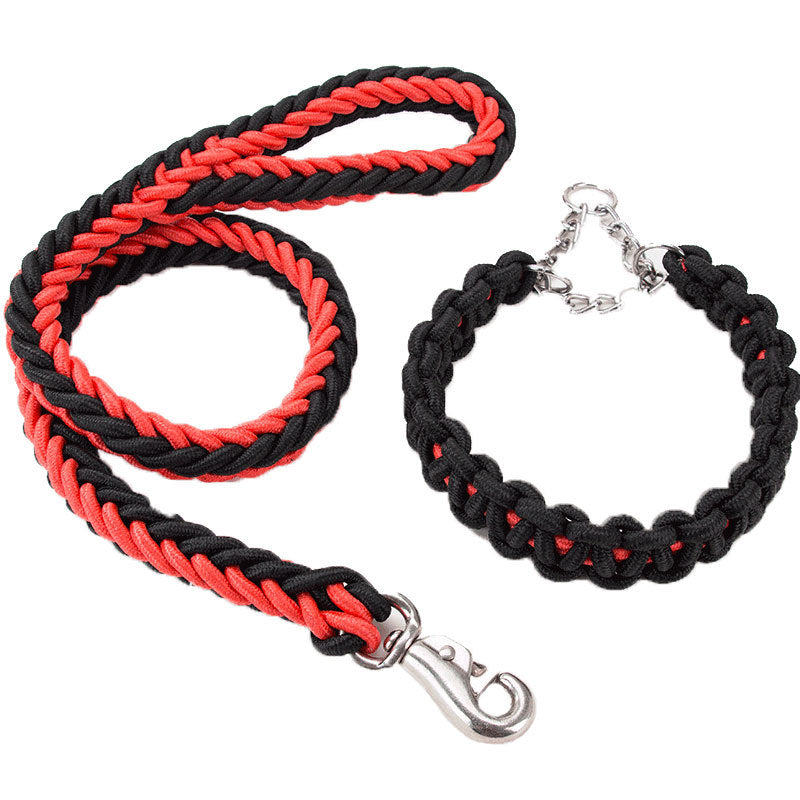 Heavy Duty Nylon Braided Pet Training Walking Leash Set