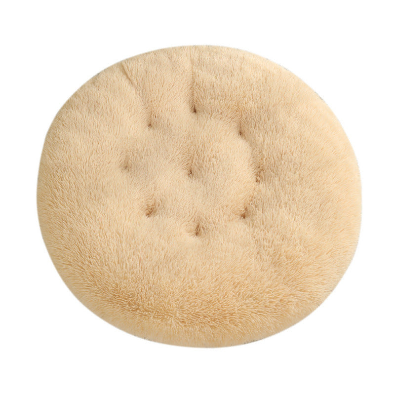 Round Plush Pet Bed Warm Soft Comfortable Sleeping Mat
