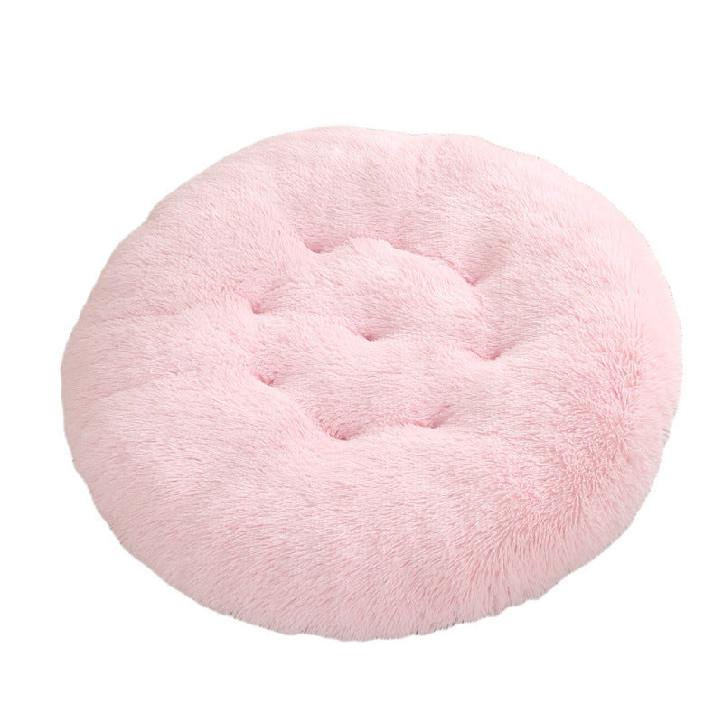 Round Plush Pet Bed Warm Soft Comfortable Sleeping Mat