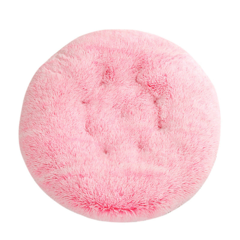 Round Plush Pet Bed Warm Soft Comfortable Sleeping Mat