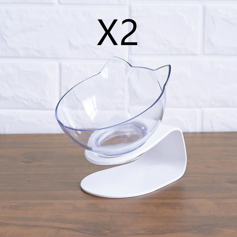 Non Slip Double Pet Bowl Raised Stand Transparent Feeder Ergonomic Design