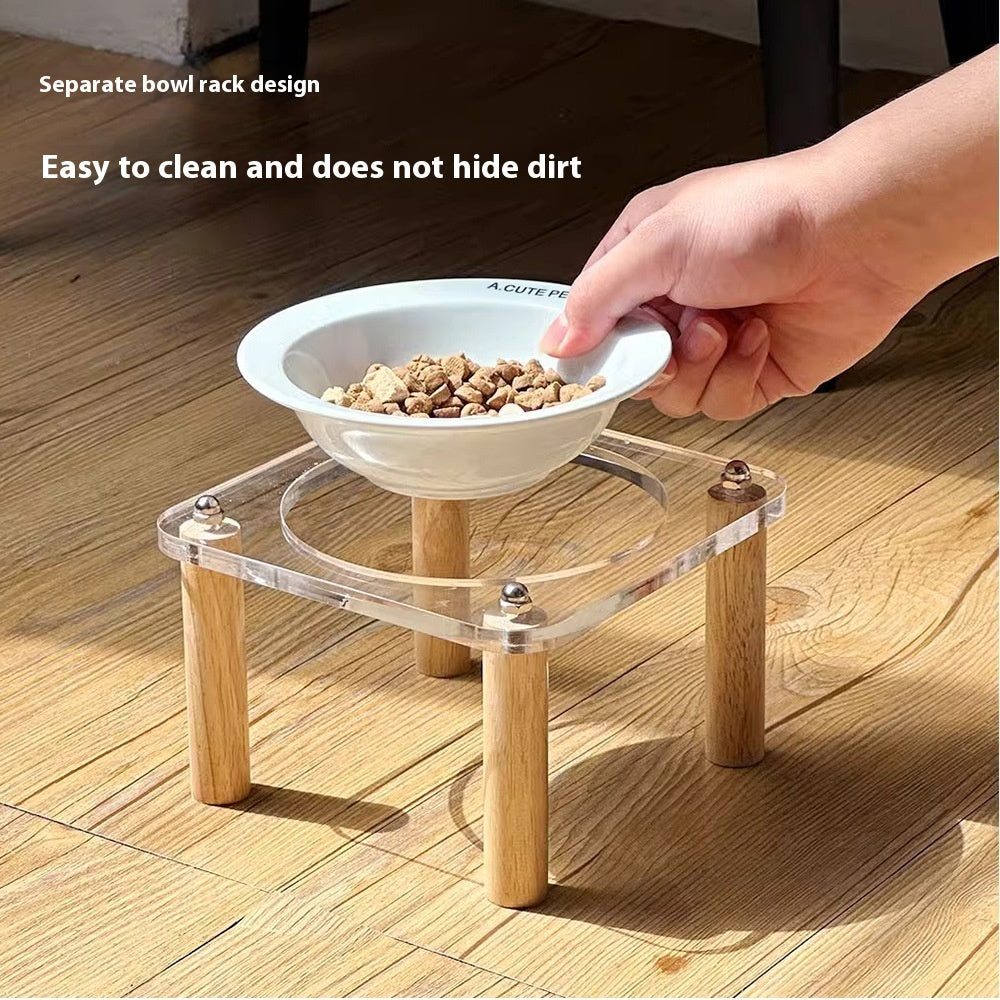 Anti Tumble Pet Ceramic Double Bowl Elevated Food Water Feeder Stand