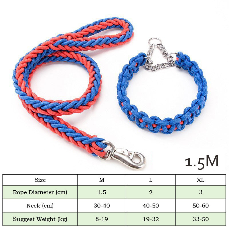 Heavy Duty Nylon Braided Pet Training Walking Leash Set