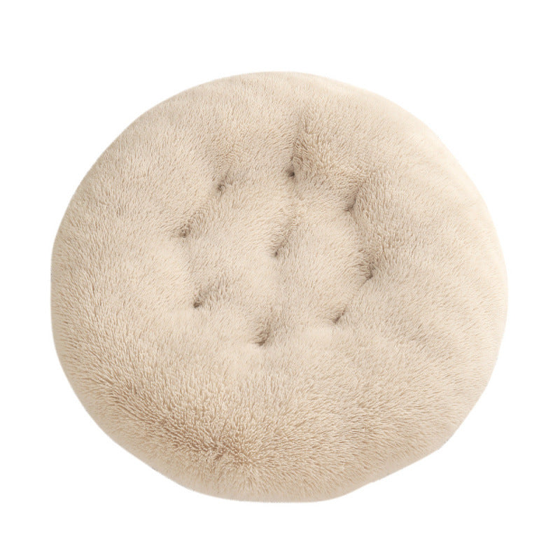Round Plush Pet Bed Warm Soft Comfortable Sleeping Mat