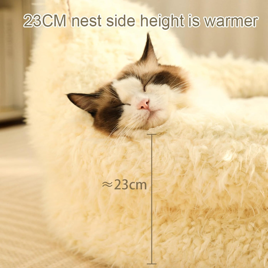 Alpaca Style Calming Pet Bed Detachable Plush Pad Anti Slip Warm Nest