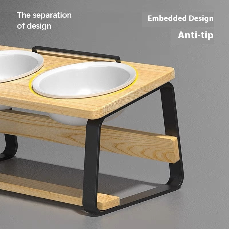 Ceramic Double Pet Bowl Cervical Spine Protection Food Water Feeder