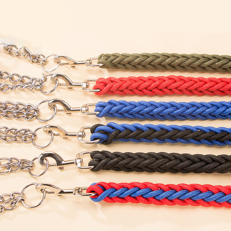 Heavy Duty Nylon Braided Pet Training Walking Leash Set