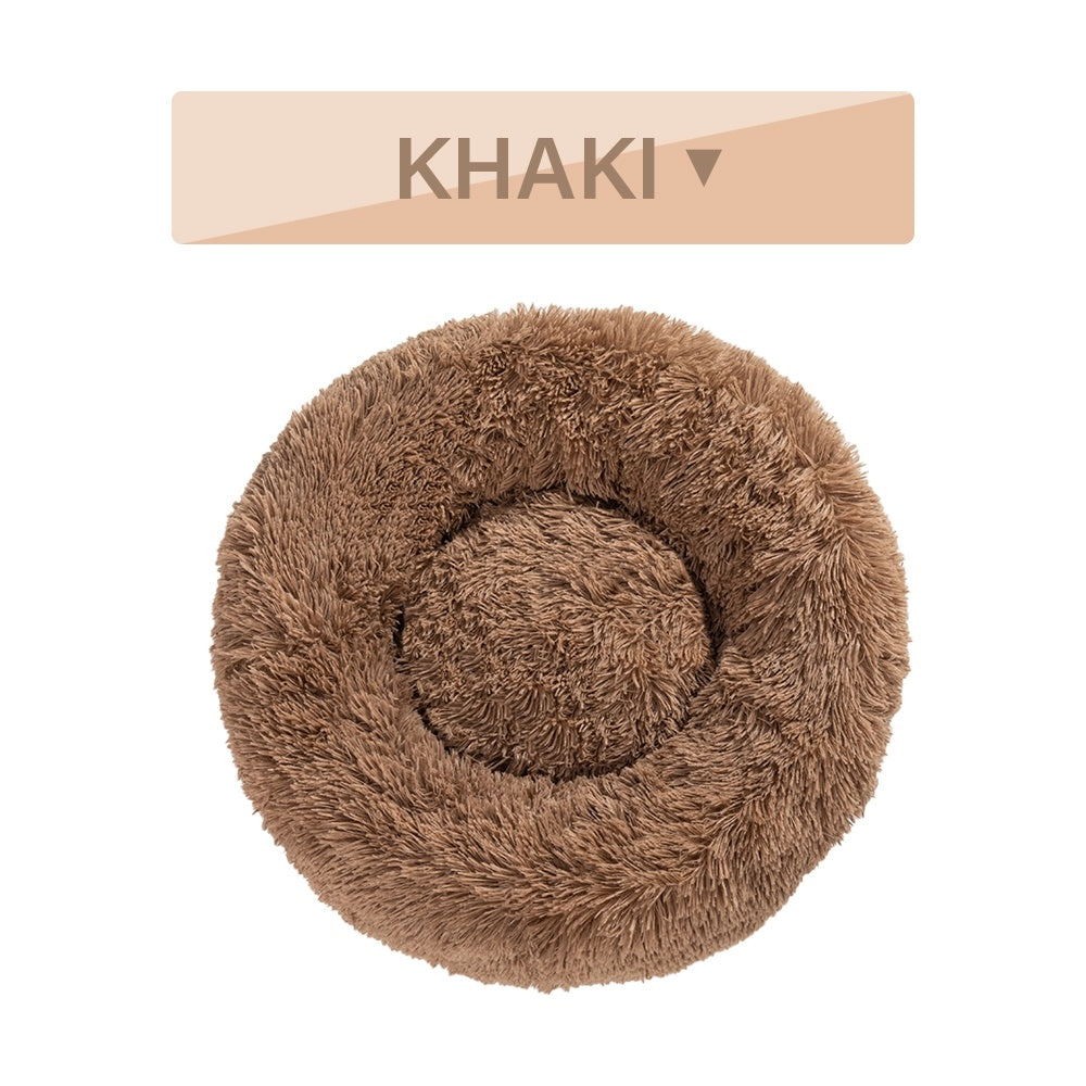 Fluffy Donut Pet Bed Warm Soft Plush Calming Sofa Mat