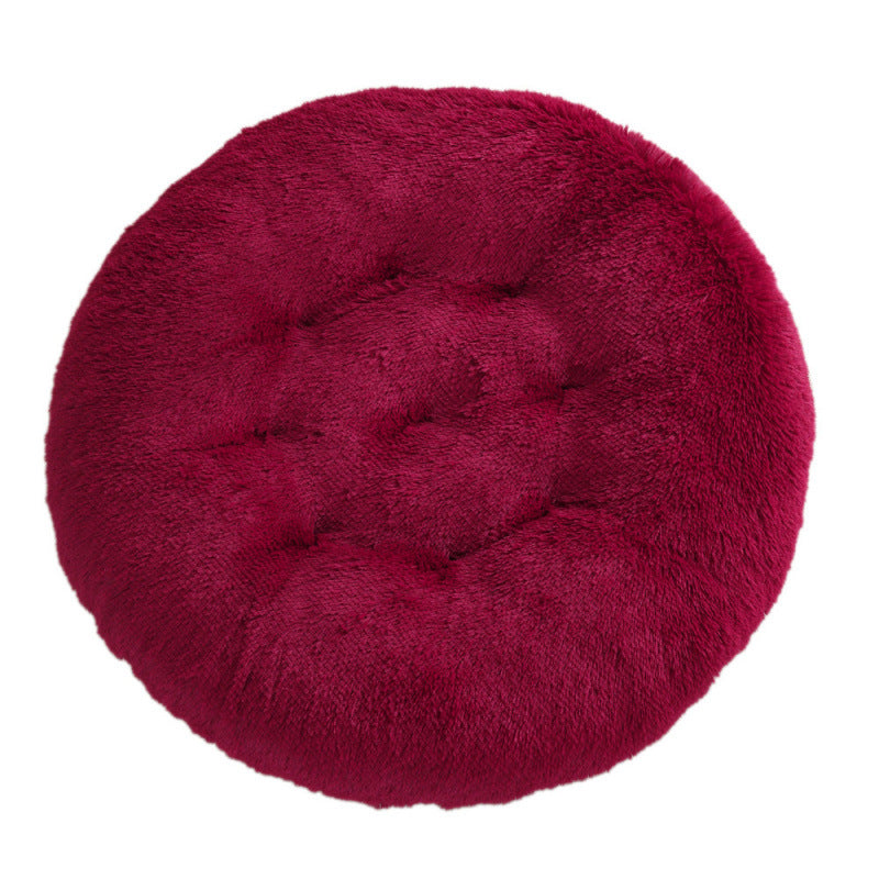 Round Plush Pet Bed Warm Soft Comfortable Sleeping Mat