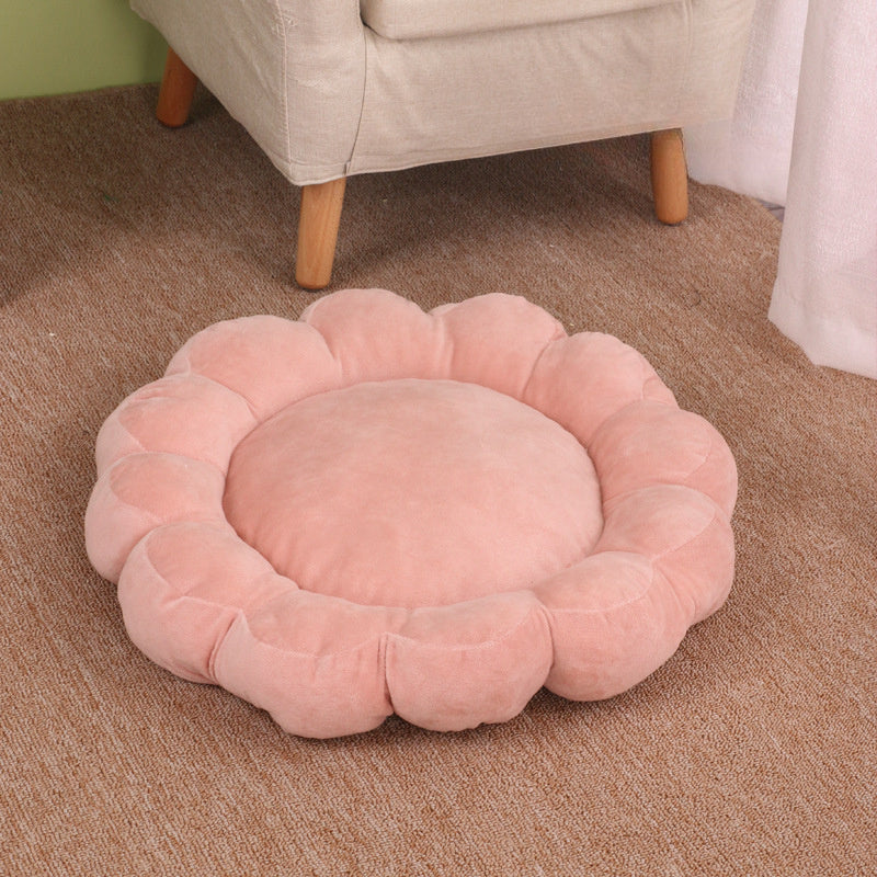 50x50cm Plush Petal Pet Bed Double Sided Soft Cozy Nest