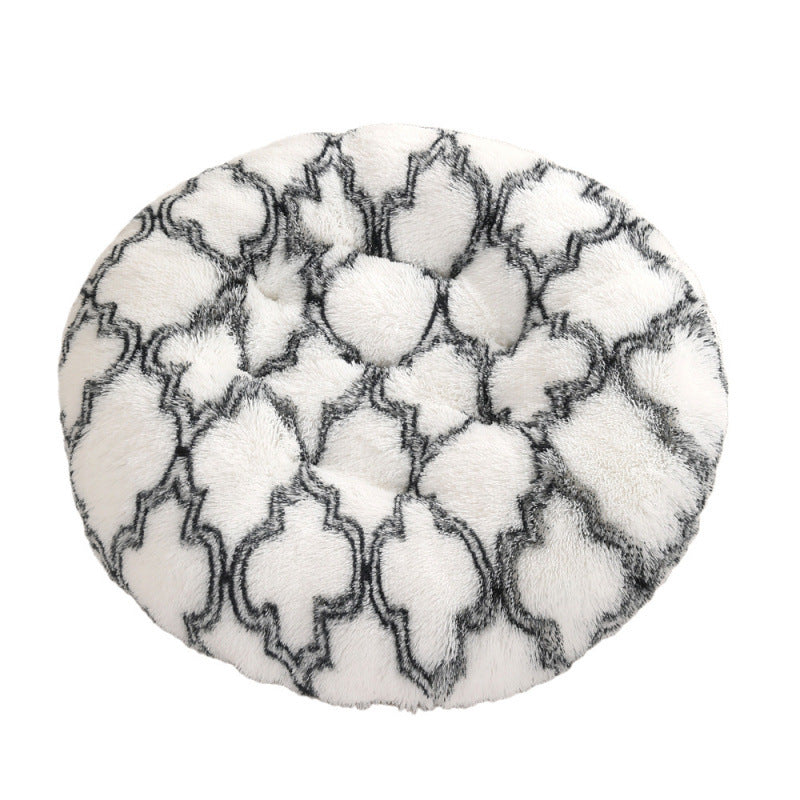 Round Plush Pet Bed Warm Soft Comfortable Sleeping Mat