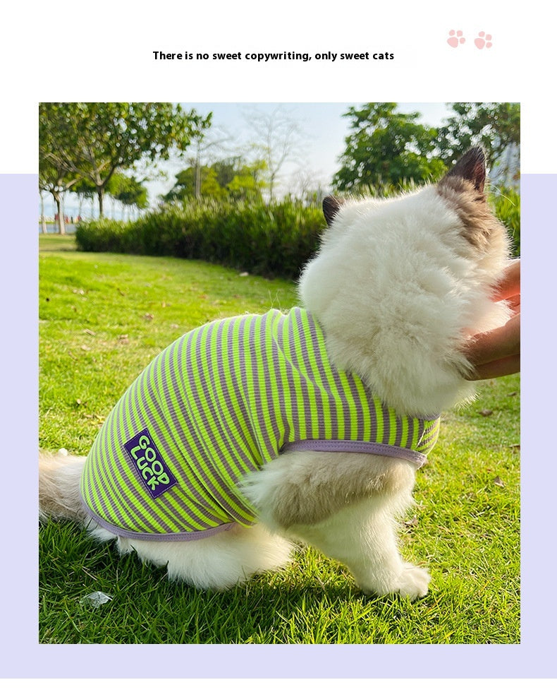 Pet Striped Vest Breathable Cool Summer Clothing Wear