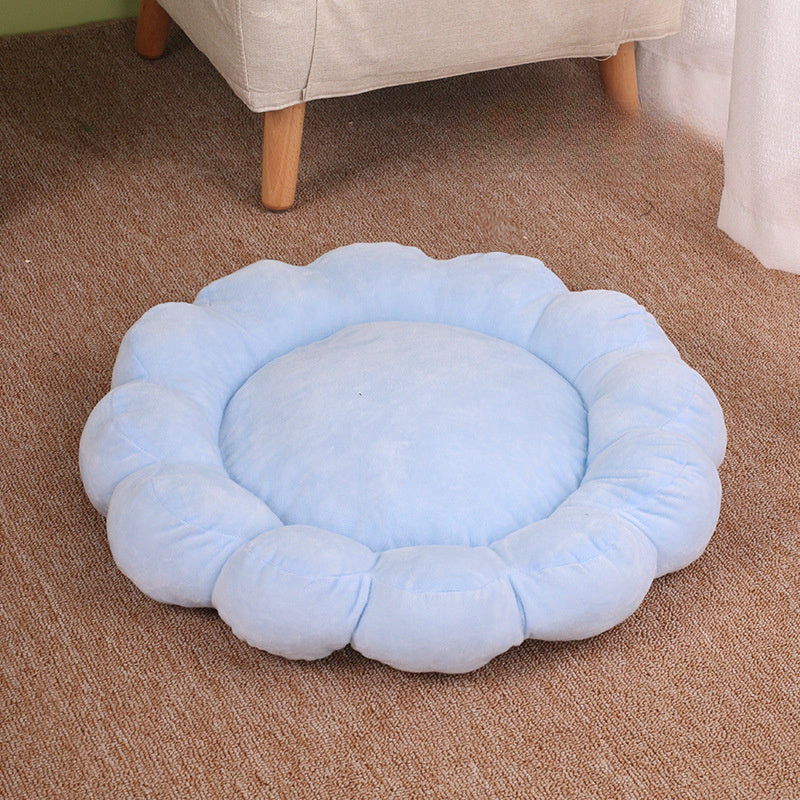 50x50cm Plush Petal Pet Bed Double Sided Soft Cozy Nest