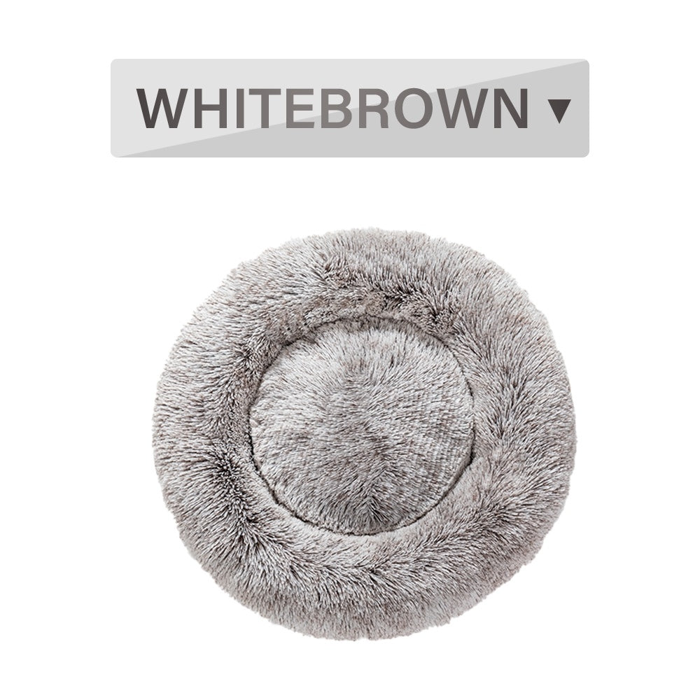 Fluffy Donut Pet Bed Warm Soft Plush Calming Sofa Mat