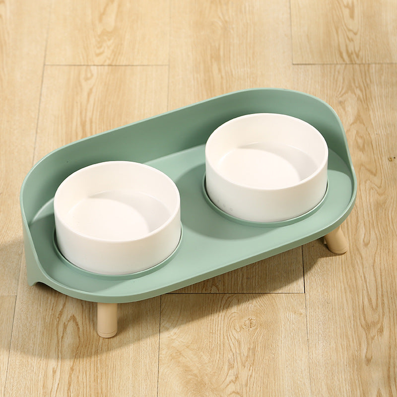 Tilted Double Pet Bowl Adjustable Spill Proof Feeder Stand