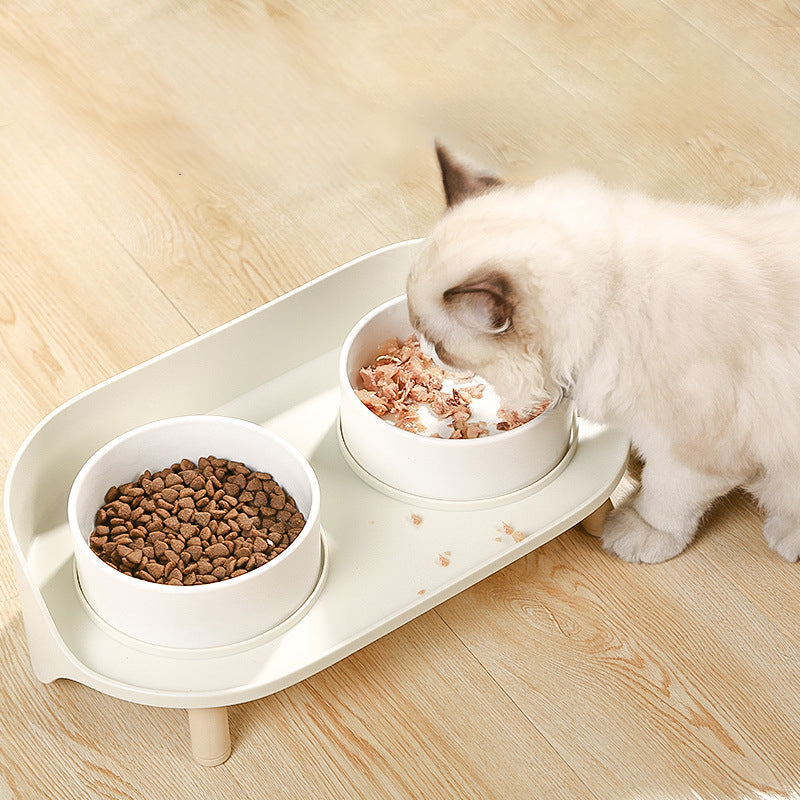 Tilted Double Pet Bowl Adjustable Spill Proof Feeder Stand