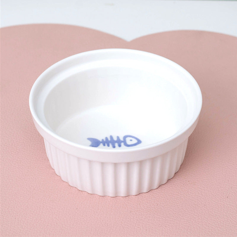 Pet Ceramic Double Bowl Water Feeder Diagonal Design Set